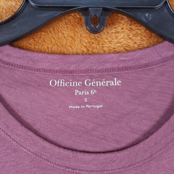 OFFICINE GENERALE Mens Shirt Small Plum Pullover Crew Pocket Tee $170 - Picture 2 of 7